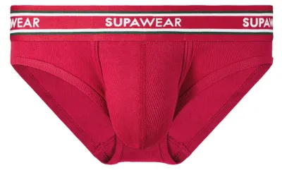 Image de SUPAWEAR - Sous-vêtement Slips Hommes - Ribbed Varsity Brief Red - 1x Taille XL
