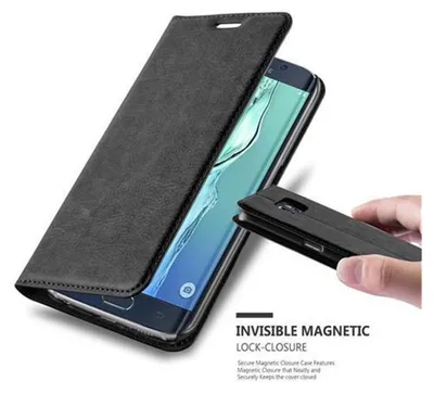 Obrázok produktu pre Cadorabo puzdro pre Samsung Galaxy S6 EDGE ochranný kryt v čiernej farbe puzdro na mobilný telefón kryt magnetické zatváranie