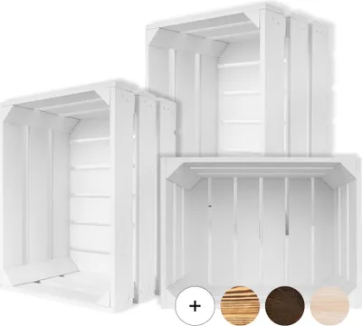 Image de Creative Deco Lot de 3 Caisse en Bois Blanc 40 x 30 x 23cm Caisse Rangement Bois
