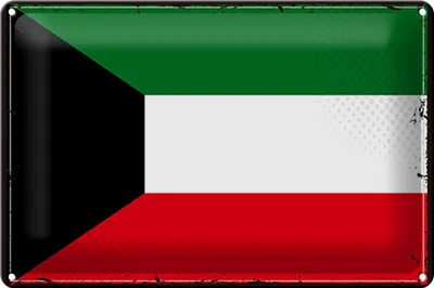 Produktbild von Blechschild Flagge Kuwait 30x20cm Retro Flag of Kuwait
