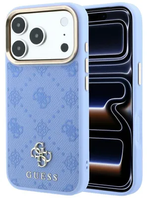 Imagen del producto de Funda Guess Peony 4G con pequeño logo MagSafe para iPhone 18 Pro Max / 17 Pro Max, color azul claro