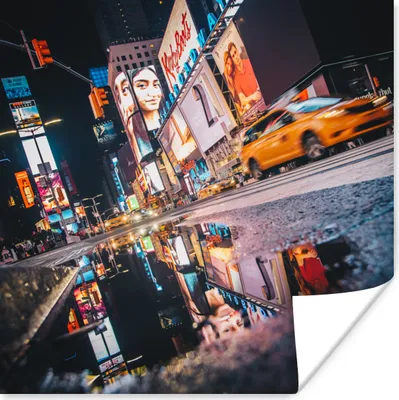 Produktbild von MuchoWow® Poster New York - Nachdenken - Taxi 100x100 cm - Babyzimmer