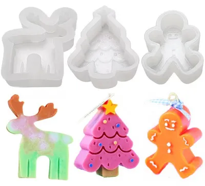 Immagine prodotto di Set di 3 stampi in silicone a tema natalizio per realizzare candele e saponi