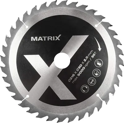 A close-up, professional studio shot of a circular saw blade against a white background.