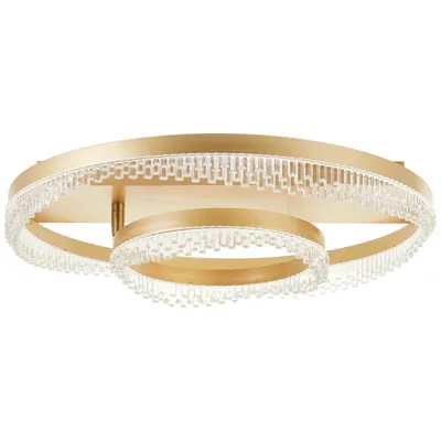 Produktbild von LED-Deckenleuchte, doppelter Rahmen, Kristallelemente, Goldfarben