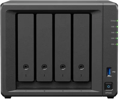 Produktbild von Synology DP340 - Server - DT - 1-Weg - 1 x Ryzen Embedded R1600 / 2.6 GHz - RAM 16 GB - SATA - Hot-Swap 8.9 cm (3.5″)