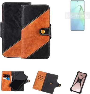 Produktbild von K-S-Trade Handyhülle Schutzhülle Bookstyle Case Wallet-Case kompatibel mit Oppo Reno8 Pro+ Handy Cover Bumper Klapphülle schwarz hellbraun 1x