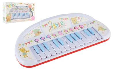 Immagine prodotto di Pianoforte di plastica con animaletti, 35 cm, per i più piccoli, a batterie, con suoni, in confezione da 43x24x9 cm