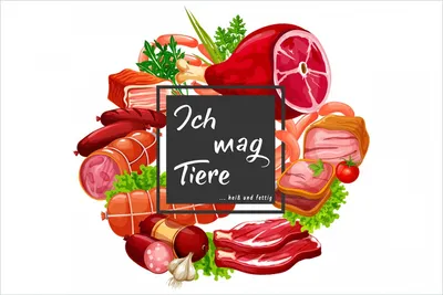 Produktbild von Wallario Poster - Ich mag Tiere - Fleisch, Kunstdruck Größe: 61 x 91,50 cm