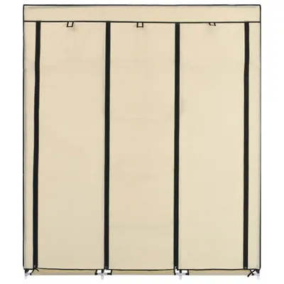 Produktbild von Hochwertigen Möbel Kleiderschränke - Creme Kleiderschrank mit Fächern und Stangen Creme 150x45x175cm Stoff NEU3269059
