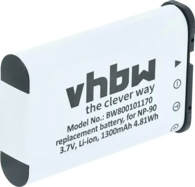 Produktbild von vhbw Akku Ersatz für Casio NP-90 für Kamera (1300 mAh, 3,6 V, Li-Ion)