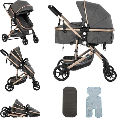 Productafbeelding van Kinderwagen Opvouwbaar - Reisbuggy Standaard - Veilig Vervoer - Vijfpunts Gordel - 85 kg - Grijs
