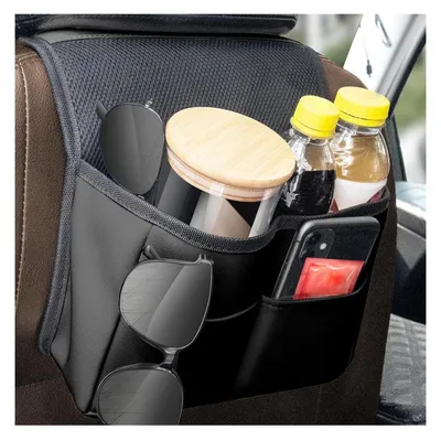 Produktbild von Auto Kopfstützen Organizer Kunstleder Schwarz mit vielen Fächern