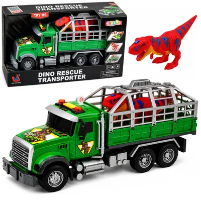 Productafbeelding van Transporter met kooi T-rex dinosaurusfiguur licht en geluid 1:12