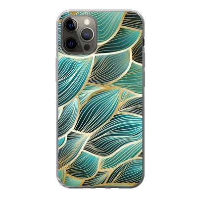 Produktbild von MuchoWow® Handyhülle Schutzhülle Hülle für iPhone 12 Pro Muster - Gold - Abstrakt - Welle Silikon Softcase Handy Hülle - Abdeckung