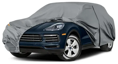 Obrázok produktu pre Vodotesný obal na auto, určený pre model Porsche Cayenne vyrábaný v rokoch 2009–2025, vhodný na celoročné používanie vonku, farba: sivá