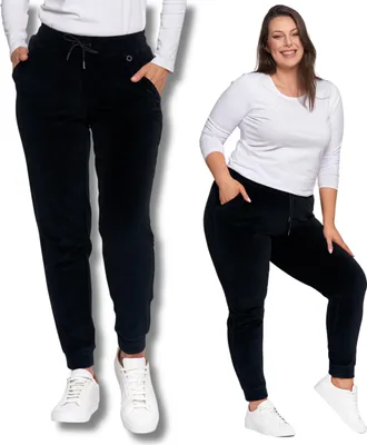 Produktbild von Bequeme Damen-Velours-Trainingsanzughose Mit Hohem Bund Und Modischer Moräne M