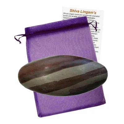 Produktbild von Shiva Lingam ca. 10-12 cm Himalaya Narmada Fluss. Gesundheit + Harmonie für Körper, Geist & Seele mit Stofftäschchen.