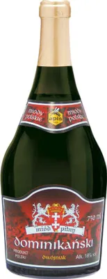 Produktbild von Dominikanski Dwojniak Honig (Halber) 0,75L | Met Honigwein Metwein Honigmet | 750 ml | 16% Alkohol | Apis | Geschenkidee | 18+
