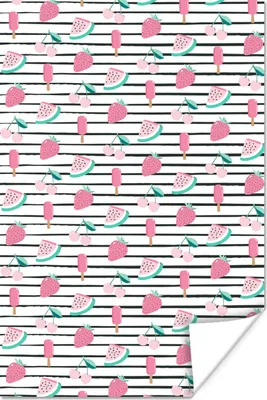 Produktbild von MuchoWow® Poster Rosa - Sommer - Muster 40x60 cm - Plakate für die Wand - Poster Babyzimmer