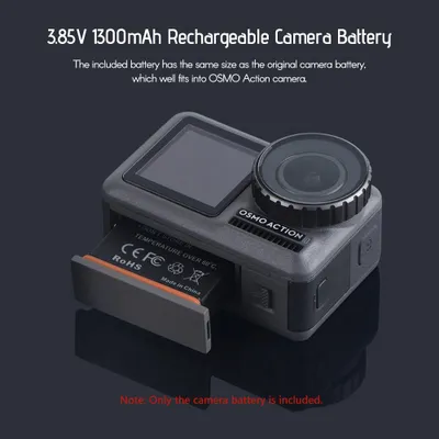Produktbild von Ladeset, Dreikanal-Ladegerät mit 2 Stück 1300 mAh wiederaufladbaren Li-Ionen-Akkus, USB-Kabel für DJI OSMO Action-Kamera