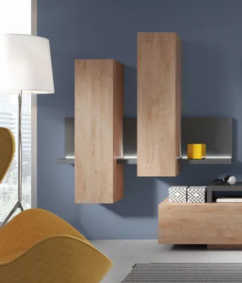 Image de Armoire suspendue « Bota » - Armoire de rangement 152 cm, anthracite, chêne Ribbeck, sans poignées