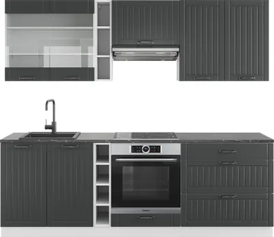 Immagine prodotto di Cucina componibile Vicco Fame-Line Antracite rustico/bianco 235 cm senza piano di lavoro, Model 38745