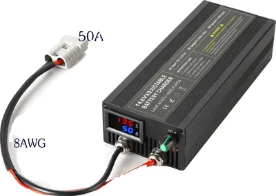 Obrázek produktu pro nabíječka lithiových baterií 14,6 V 50 A, nastavitelný proud, tři fáze nabíjení, 14,6 V 50 A Anderson, zástrčka EU