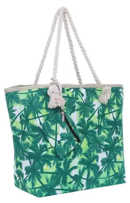 Produktbild von Große Strandtasche Shopper mit Reißverschluss - Palmen grün-weiß