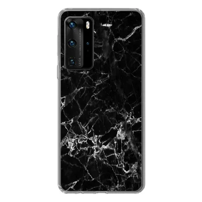 Produktbild von MuchoWow® Handyhülle Schutzhülle Hülle für Huawei P40 Pro Marmor - Stein - Schwarz Silikon Softcase Handy Hülle - Schutz