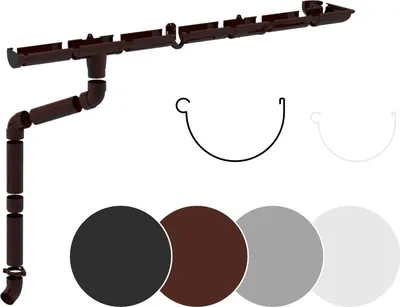 Produktbild von RAINWAY L Regenrinnen Komplettset (1 Dachseite) - PVC-U Kunststoff in 4 Farben, für Dachflächen > 100m² empfohlen (Set für min. 8 Meter, braun) Dachrinne Gartenhaus Carport