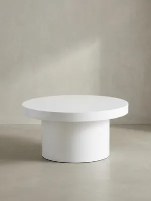 Produktbild von Couchtisch 60x60x30 cm Weiß Sofatisch in Hochglanz Modern, Design Wohnzimmertisch Rund, Loungetisch in Pilz-Form, Kaffeetisch Beistelltisch Klein