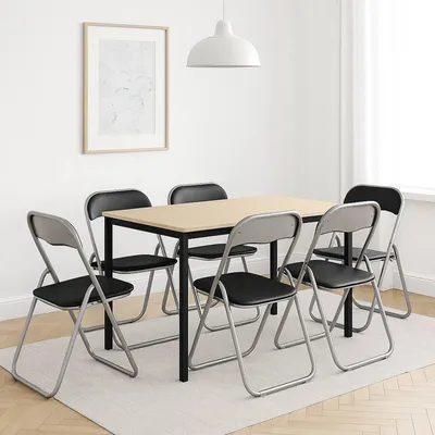 Produktbild von Klappstuhl Dgraf, Set mit 6 platzsparenden Stühlen, Gästestuhl, Besprechungssitz aus , 43x47h80 cm, Schwarz
