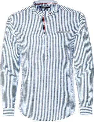 Produktbild von Brandneu Designer Fischerhemd mit Leinen CARISMA Blau/Weiß CRM8454 4XL