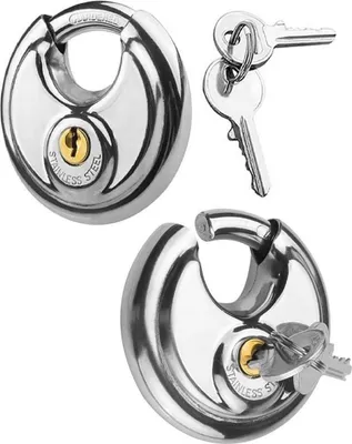 Produktbild von 2er Set Rundschloss 70mm | Sicherheitsschloss mit 2x Schlüssel | 9mm Vorhängeschloss wetterfest - Edelstahl | Auto Anhänger Kastenschloss | Hängeschloss für Außenbereich