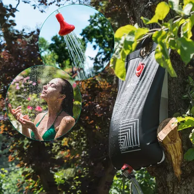 Produktbild von Navaris Campingdusche solar 20 L - Camping Dusche Solardusche - Campdusche Reisedusche kompakt - Camp Shower Outdoordusche mobil