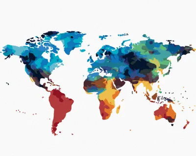 Image de Zuty - Peinture par numéros - CARTE DU MONDE PEINTE, 40 x 50 cm, toile tendue sur châssis