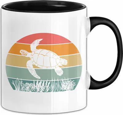 Produktbild von Schildlkröten Tasse Geschenk Vintage Grafik (Schwarz)