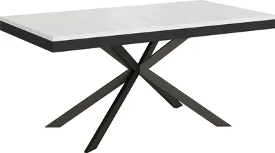 Produktbild von ITYHOME - Ausziehtisch 160/420X90 cm Plaker Evolution Esche weiß Gestell und Füße Anthrazit