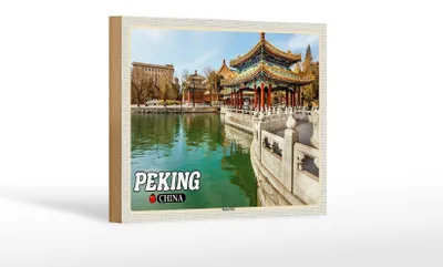 Produktbild von Holzschild Reise 18x12 cm Peking China Beihai Park Wanddeko