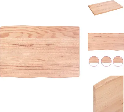 Produktbild von vidaXL Tischplatte 60x40x2 cm Massivholz Eiche Behandelt Baumkante -  Tischplatten