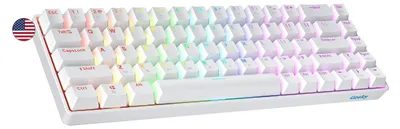 Immagine prodotto di Tastiera da gaming meccanica, bianca - Layout compatto 65% - Illuminazione RGB - Connessione USB-C