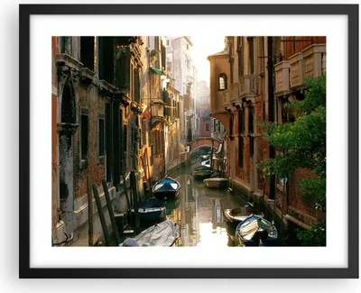 Produktbild von Gerahmtes Poster - Schwarzer Rahmen - Venedig Brücke Wasser Haus - 50x40 cm - Wand Bild - Wanddeko - Wandbilder - Wandposter - Bilderrahmen - Bilder - Kunstdruck - Wandbild - P2BAA50x40-2532