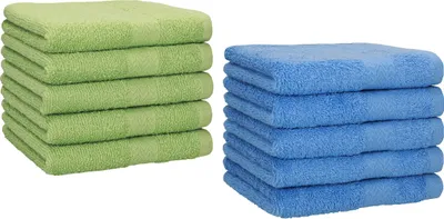 Produktbild von Betz 10 Stück Gästetücher 30x50 cm PREMIUM 100% Baumwolle Set  Farbe: apfelgrün und hellblau