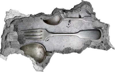 Produktbild von Selbstklebender Loch-3D-Aufkleber 95x73 cm Besteck