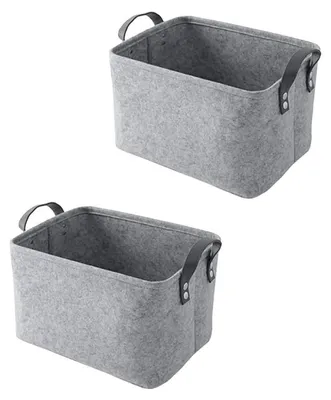 Aufbewahrungskorb aus Filz, 34x24x21 cm, grau, mit Griffen