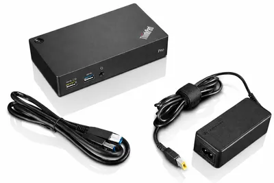 Imagen del producto de Lenovo ThinkPad USB 3.0 Pro Dock 40A7 | Estación de acoplamiento | 3 puertos USB 3.0 | 2 puertos USB 2.0 | DVI | DisplayPort | Gigabit LAN | Fuente de alimentación de 45 W
