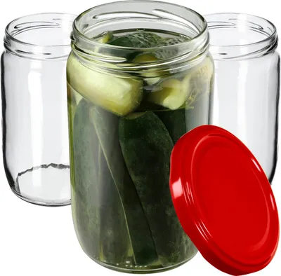 Obrázok produktu pre KADAX zaváracie poháre s viečkom "Niva", poháre na džem, zaváracie poháre, 720 ml, červené, 64 kusov