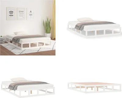 Produktbild von vidaXL Massivholzbett Weiß 120x200 cm - Bettrahmen - Bettgestell - Bett - Holzbettrahmen