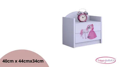 Image de Happy Babies - Table de nuit enfant Table d'appoint avec tiroir, , chambre à coucher & chambre d'enfant, blanc, coloré | Cadeau pour garçon | 27x34x40